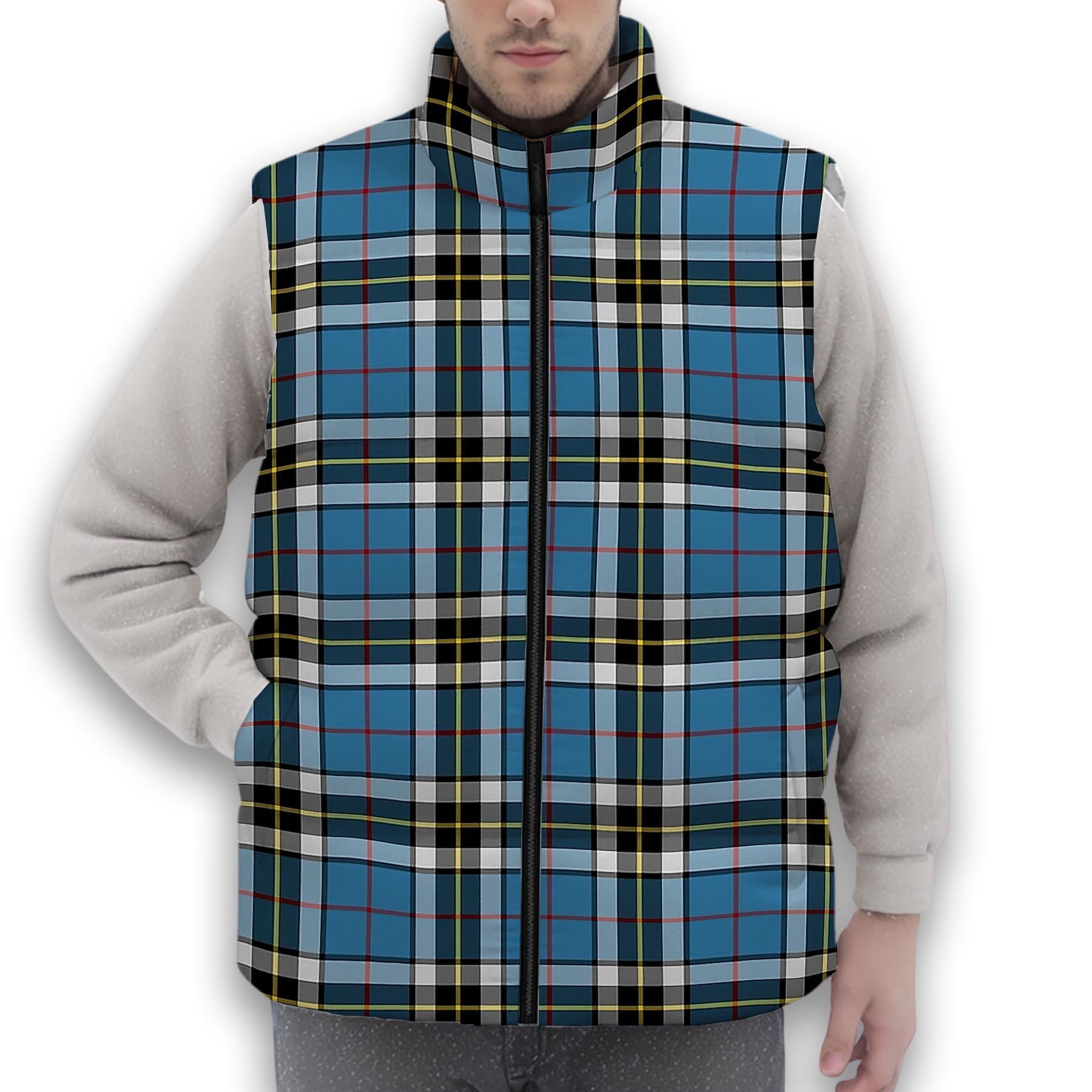 ScotsTee Shop Scottish Thompson Society Premium Tartan Puffer Vest Winter White Duck Down Vest Sleeveless