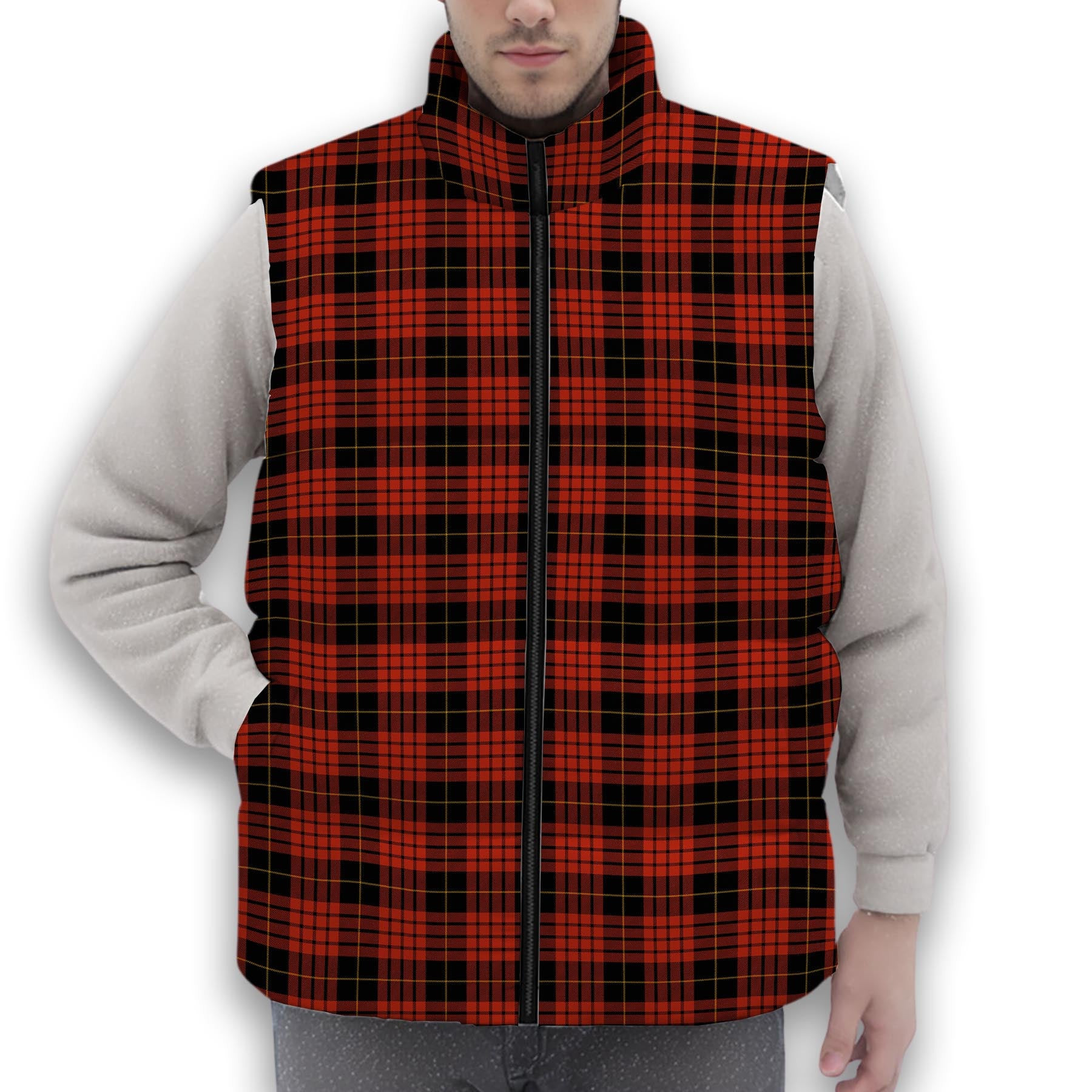 ScotsTee Shop Scottish MacSwan Ancient Premium Tartan Puffer Vest Winter White Duck Down Vest Sleeveless