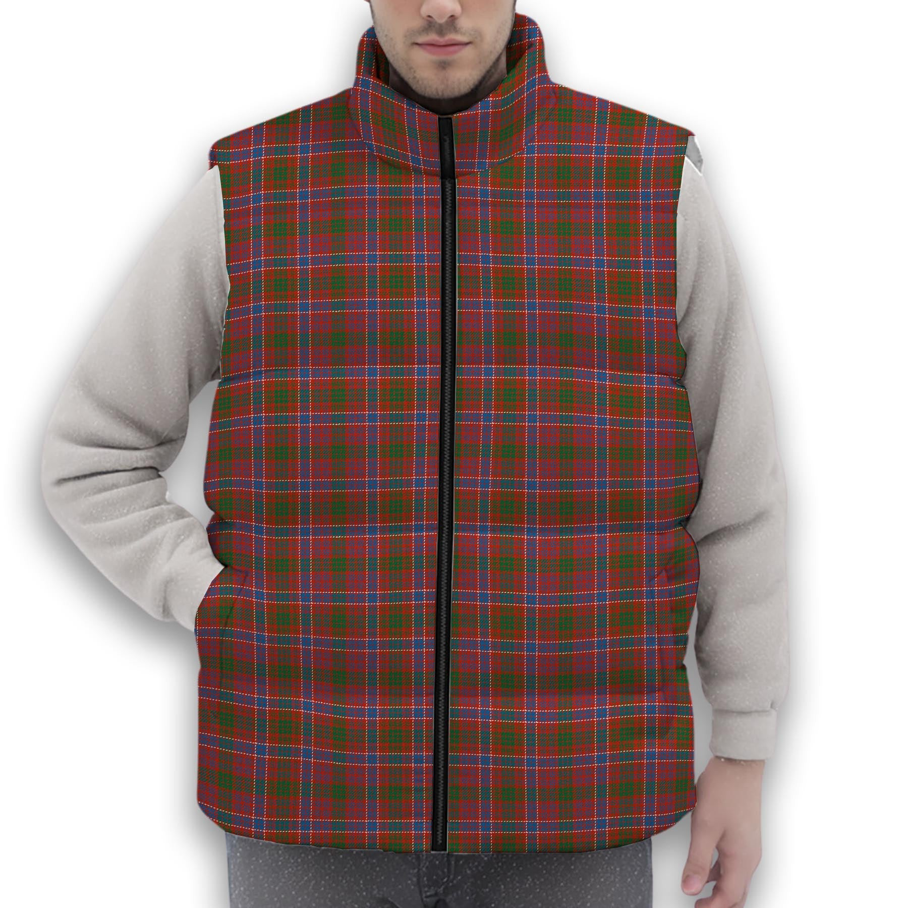 ScotsTee Shop Scottish MacRae Red Ancient Premium Tartan Puffer Vest Winter White Duck Down Vest Sleeveless