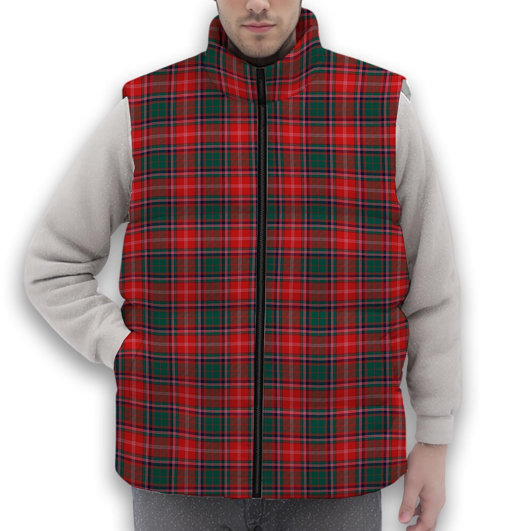 ScotsTee Shop Scottish Somerville Modern Premium Tartan Puffer Vest Winter White Duck Down Vest Sleeveless