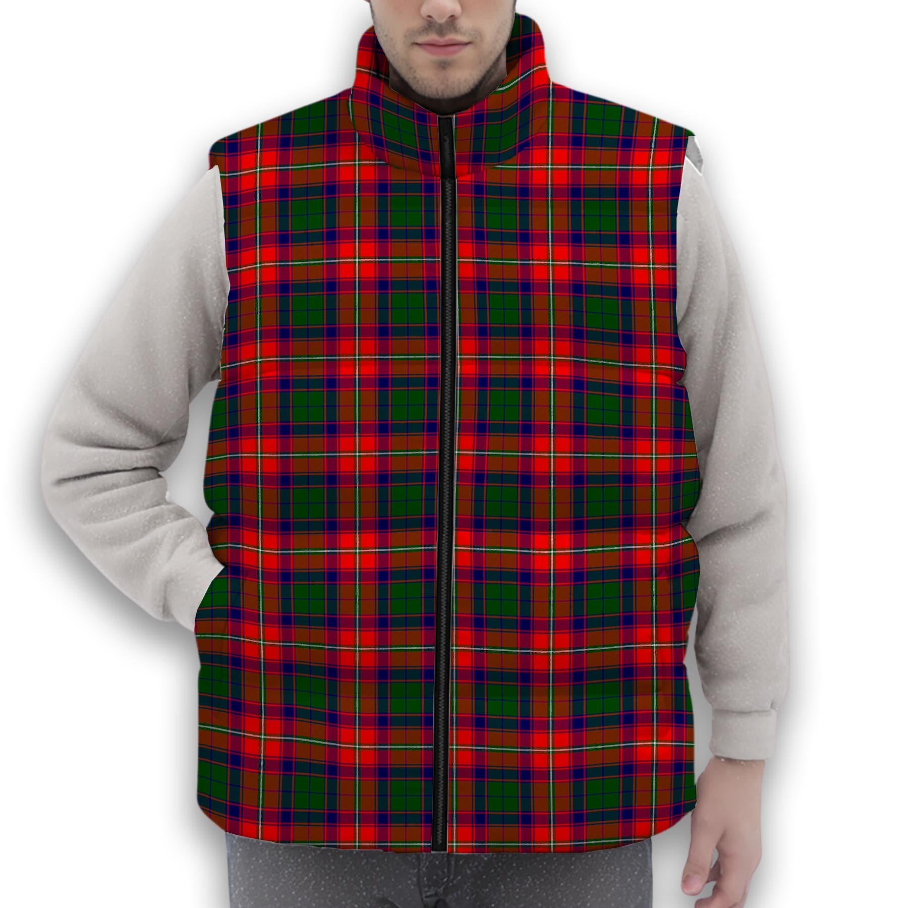 ScotsTee Shop Scottish Hopkirk Premium Tartan Puffer Vest Winter White Duck Down Vest Sleeveless
