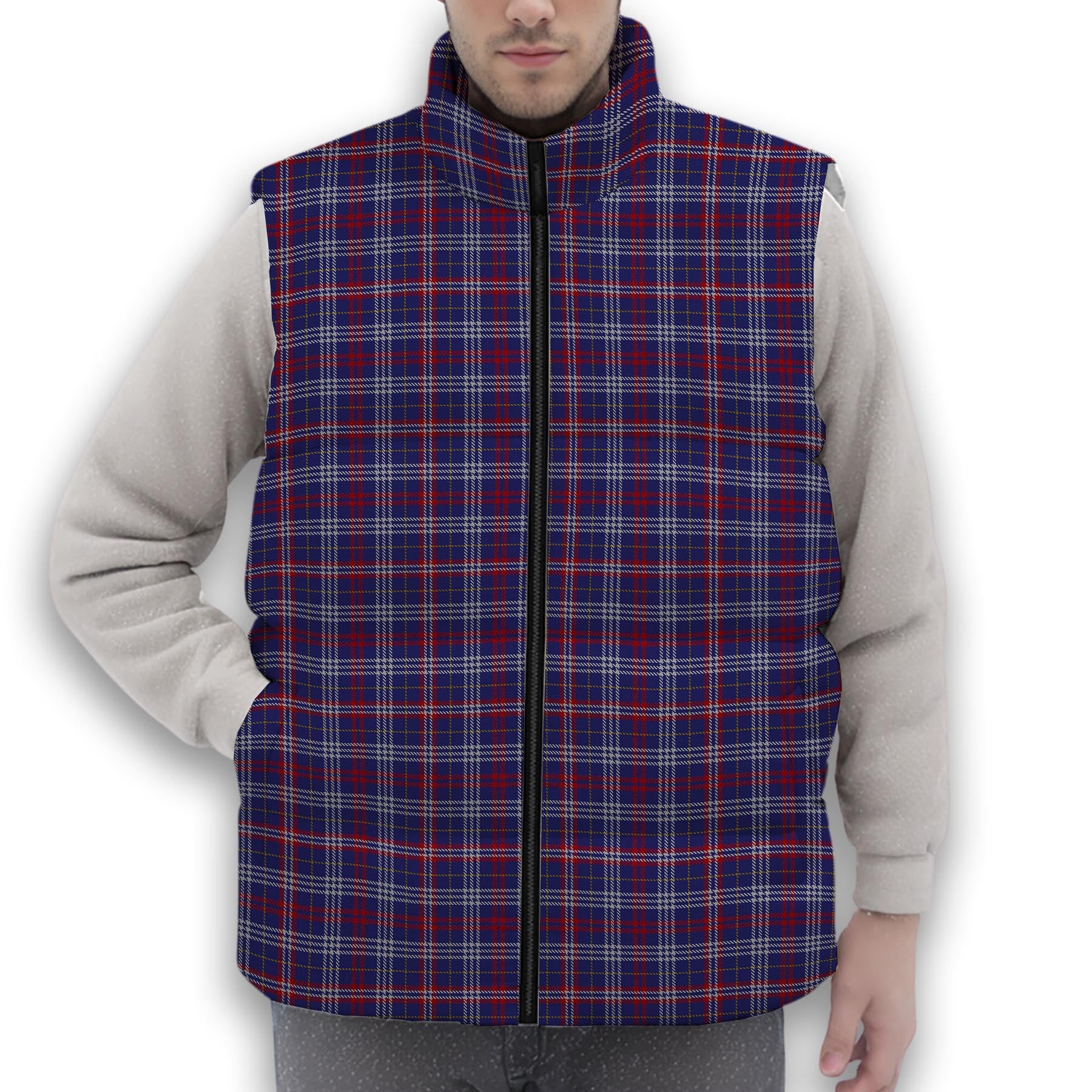 ScotsTee Shop Scottish Parker USA Premium Tartan Puffer Vest Winter White Duck Down Vest Sleeveless