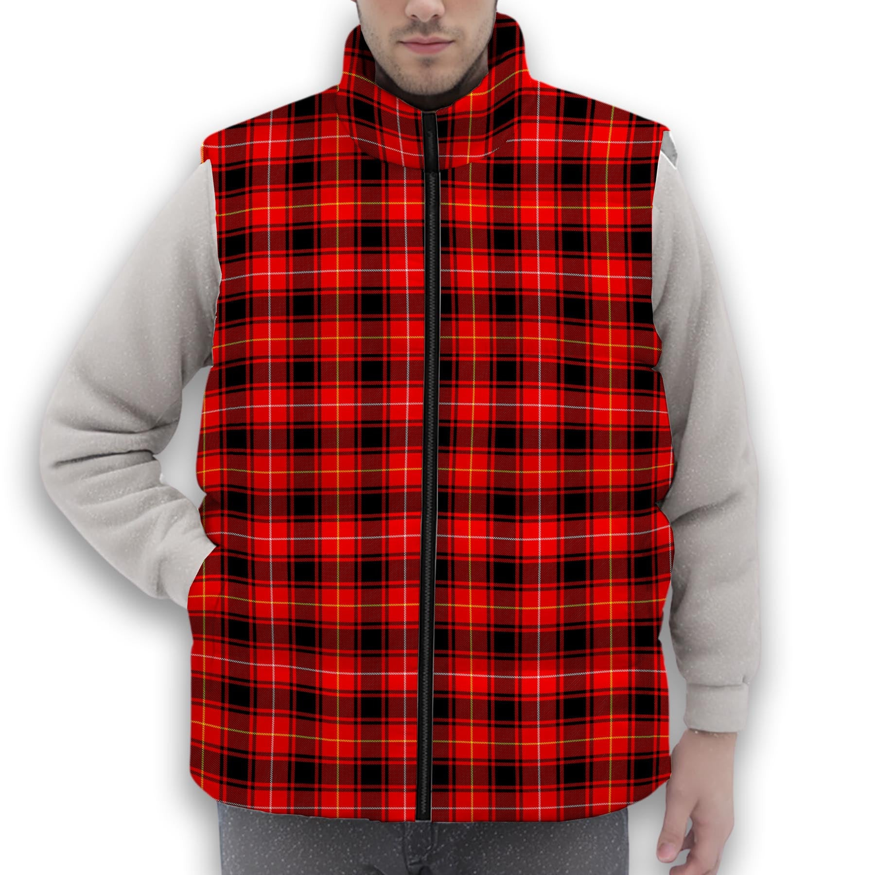 ScotsTee Shop Scottish MacIver Modern SC Premium Tartan Puffer Vest Winter White Duck Down Vest Sleeveless