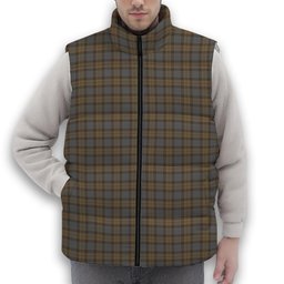 ScotsTee Shop Scottish Outlander 1 Premium Tartan Puffer Vest Winter White Duck Down Vest Sleeveless
