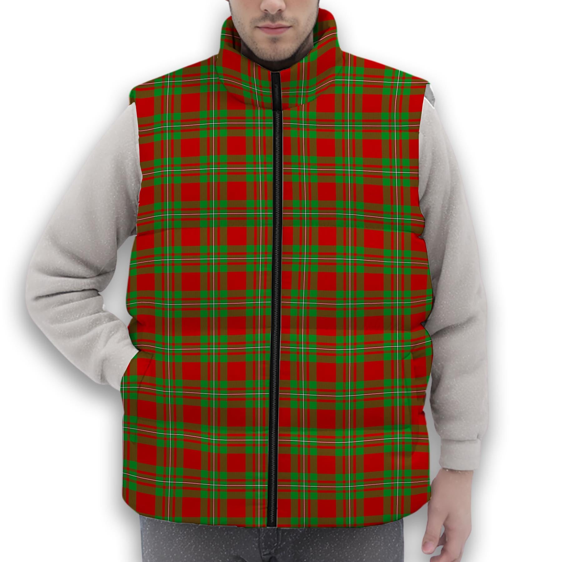 ScotsTee Shop Scottish MacGregor Modern SC Premium Tartan Puffer Vest Winter White Duck Down Vest Sleeveless