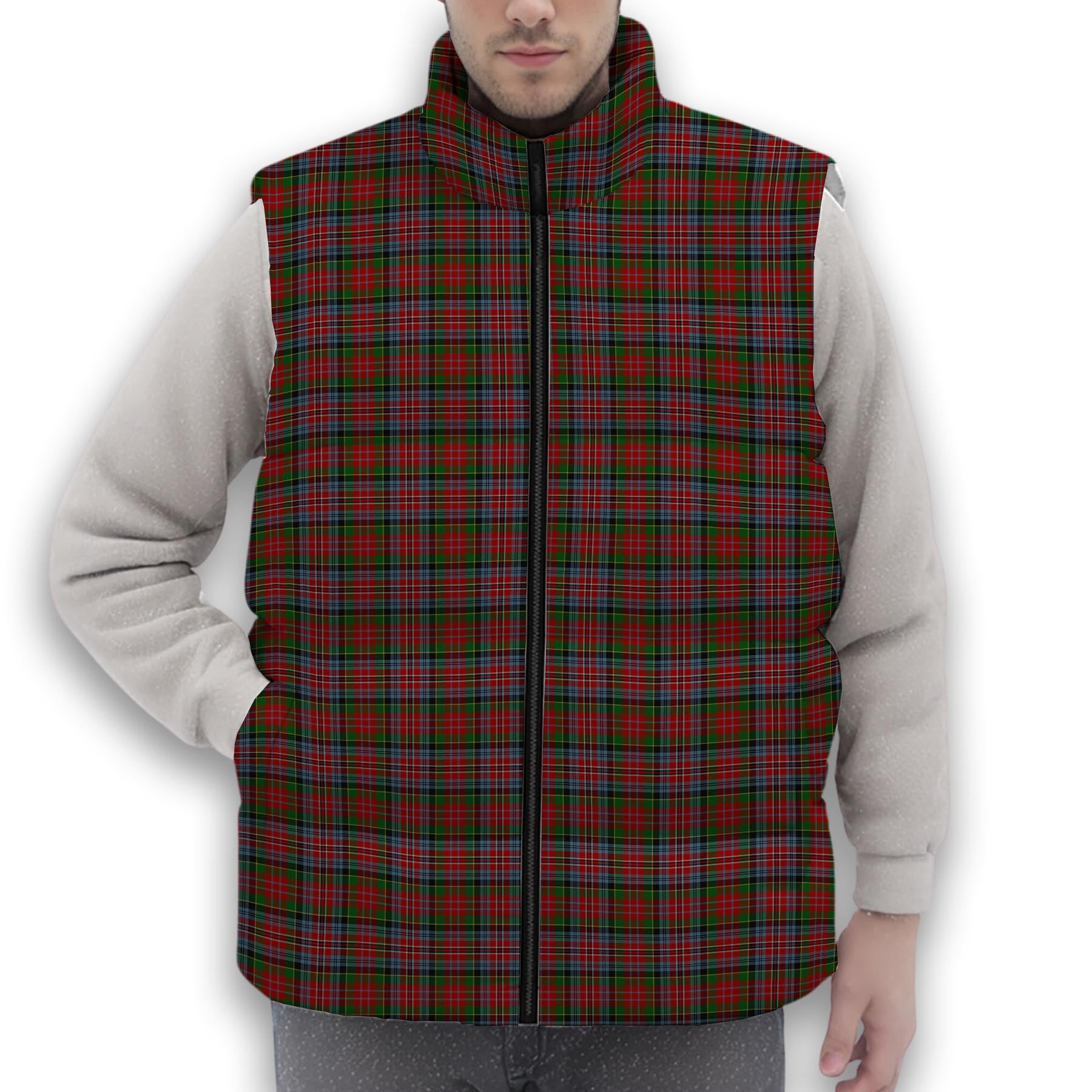 ScotsTee Shop Scottish McPherson Ancient Premium Tartan Puffer Vest Winter White Duck Down Vest Sleeveless