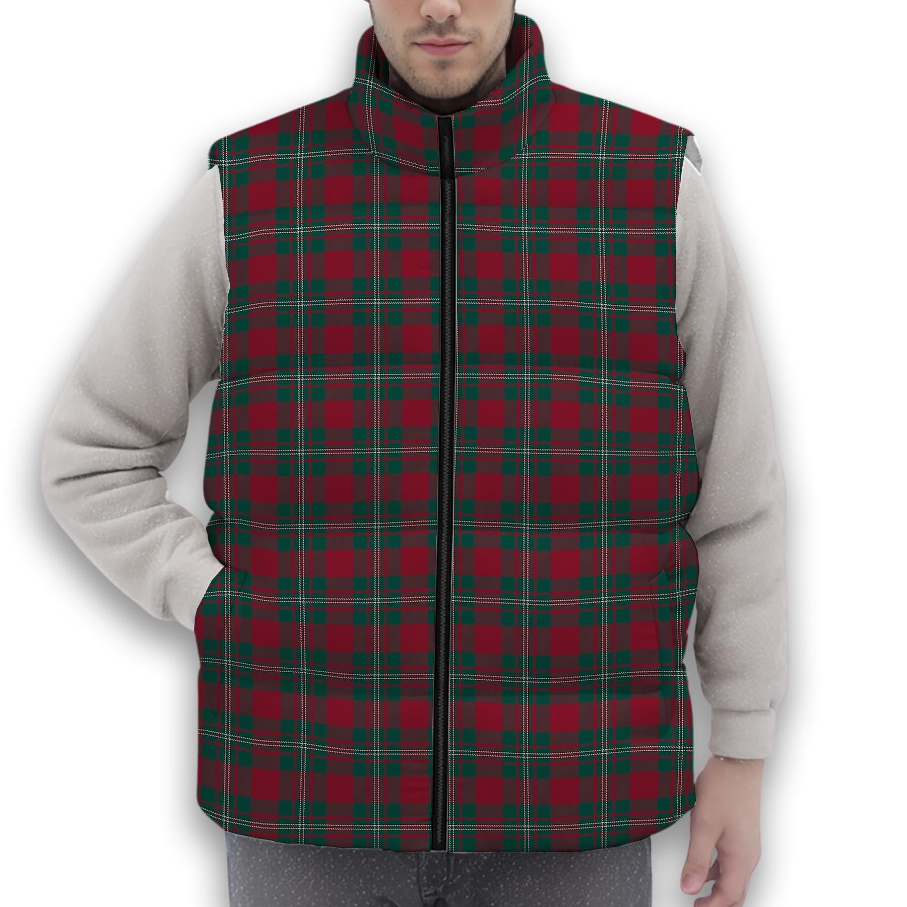 ScotsTee Shop Scottish Strange Modern Premium Tartan Puffer Vest Winter White Duck Down Vest Sleeveless