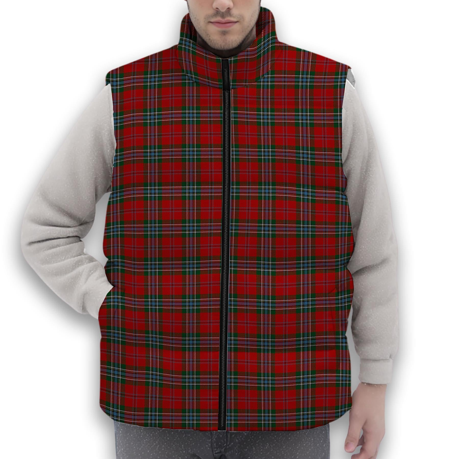 ScotsTee Shop Scottish MacLean 3 Premium Tartan Puffer Vest Winter White Duck Down Vest Sleeveless