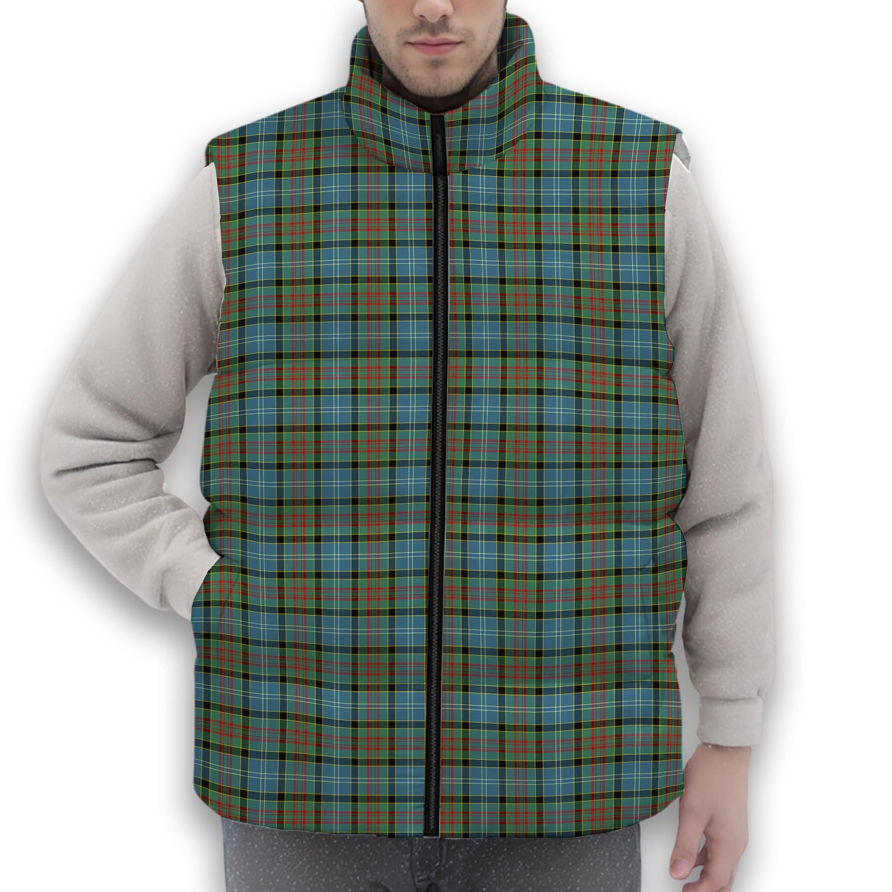 ScotsTee Shop Scottish Walkinshaw Premium Tartan Puffer Vest Winter White Duck Down Vest Sleeveless
