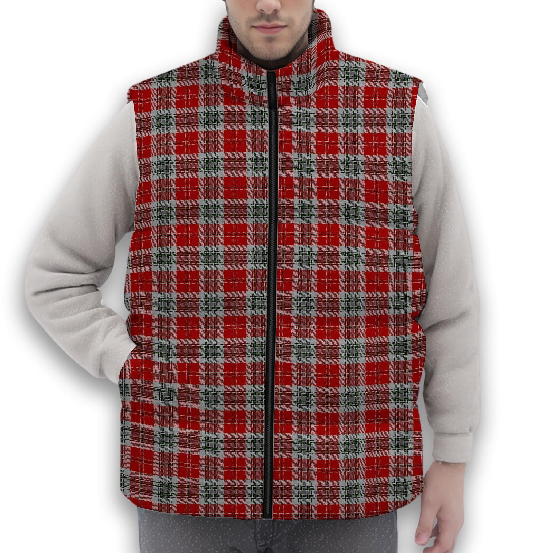 ScotsTee Shop Scottish MacLean of Duart Dress 2 Premium Tartan Puffer Vest Winter White Duck Down Vest Sleeveless