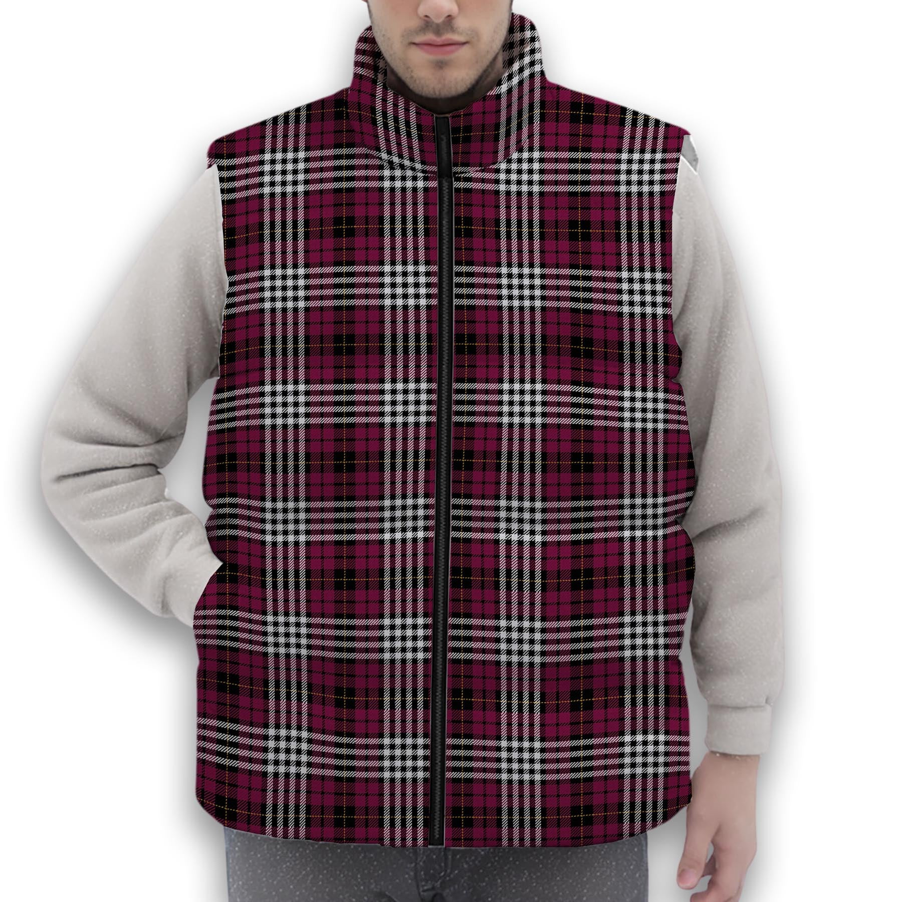ScotsTee Shop Scottish Little of Morton Rigg Modern Premium Tartan Puffer Vest Winter White Duck Down Vest Sleeveless