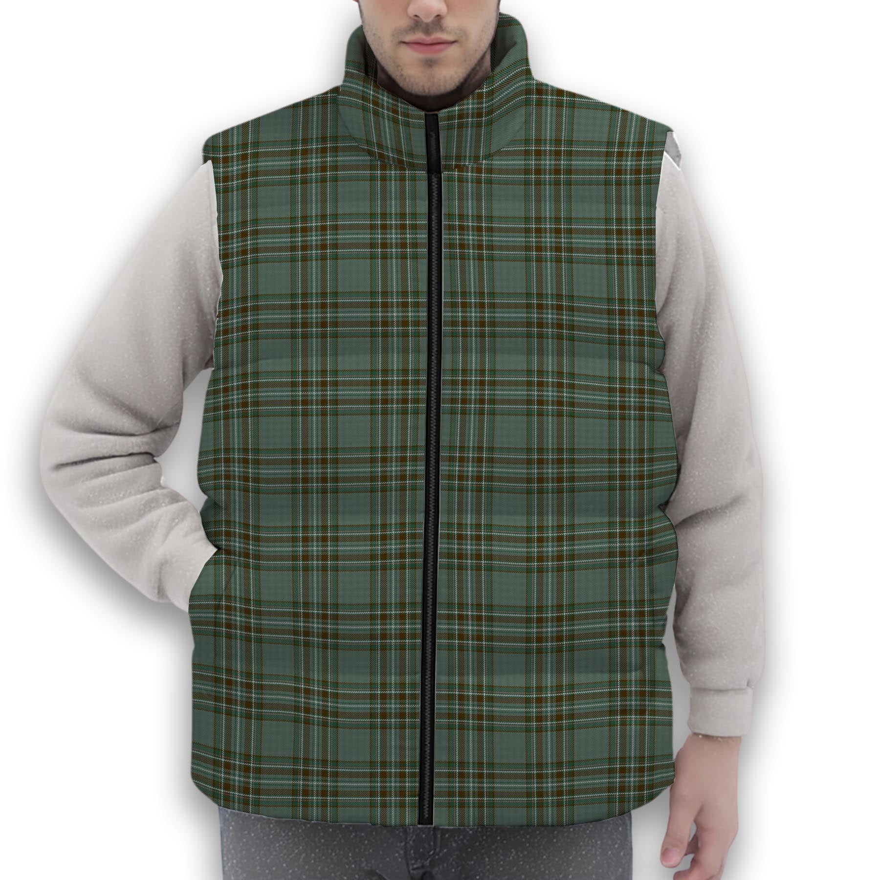ScotsTee Shop Scottish Kelly Dress Premium Tartan Puffer Vest Winter White Duck Down Vest Sleeveless
