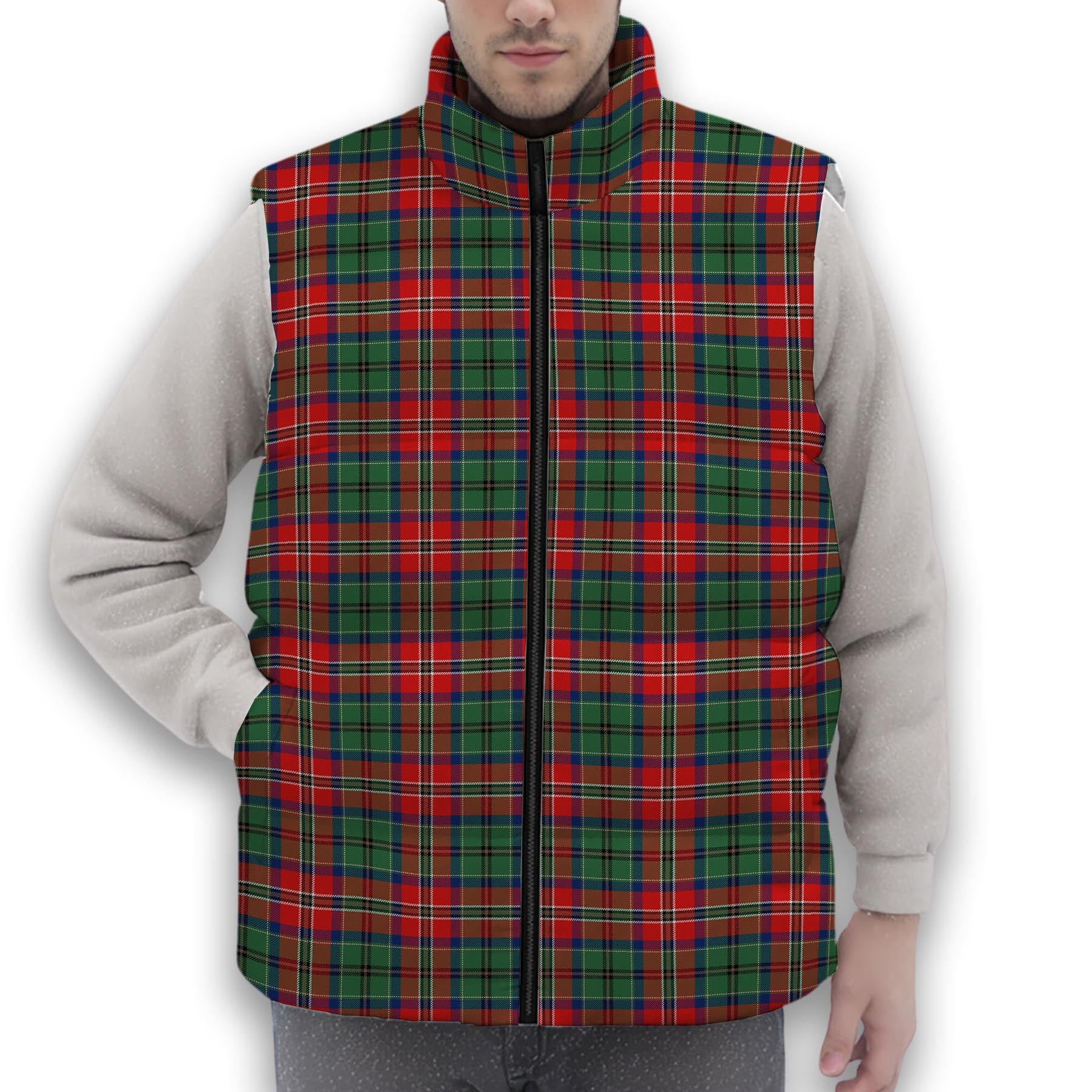 ScotsTee Shop Scottish McCulloch Modern Premium Tartan Puffer Vest Winter White Duck Down Vest Sleeveless