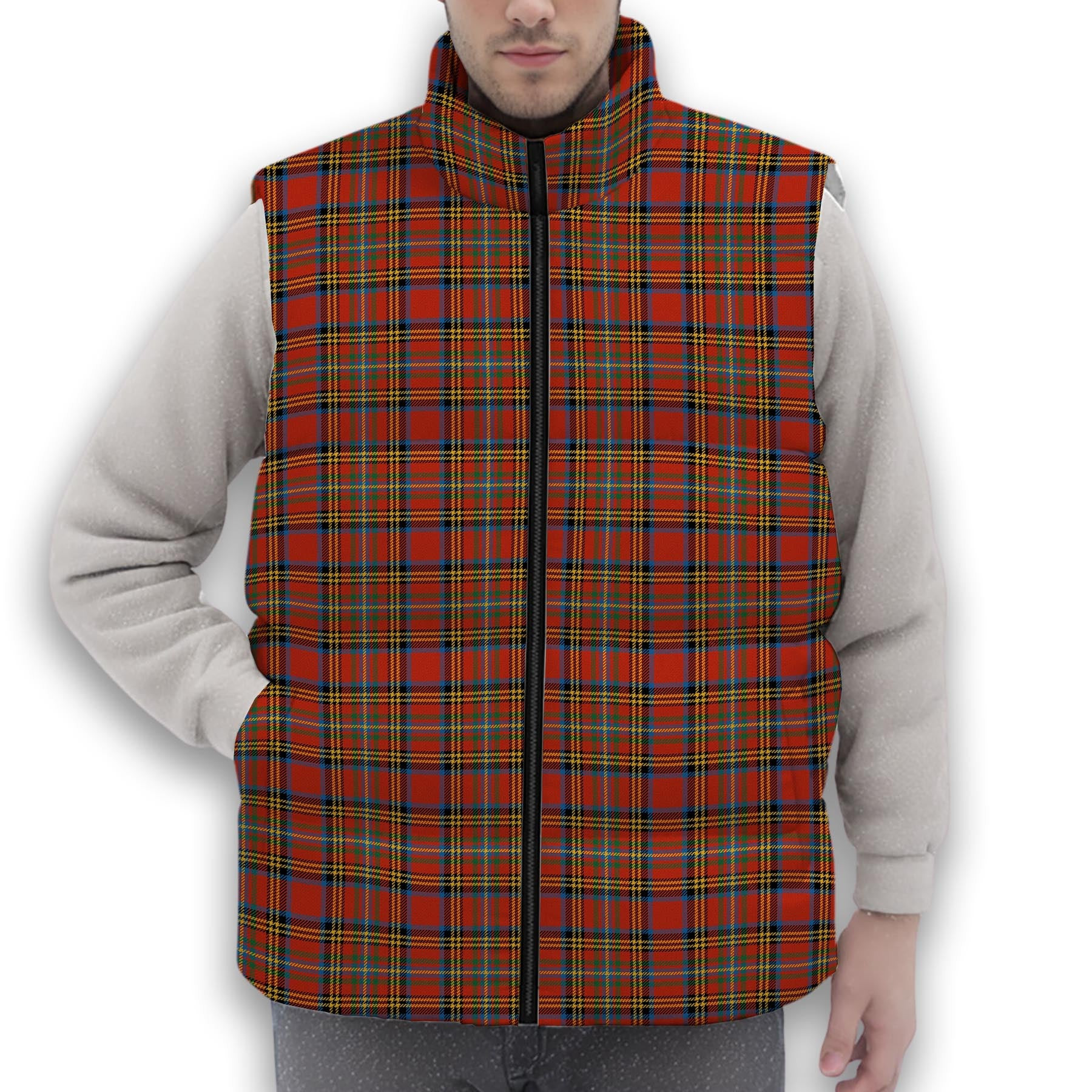 ScotsTee Shop Scottish Hepburn Ancient Premium Tartan Puffer Vest Winter White Duck Down Vest Sleeveless