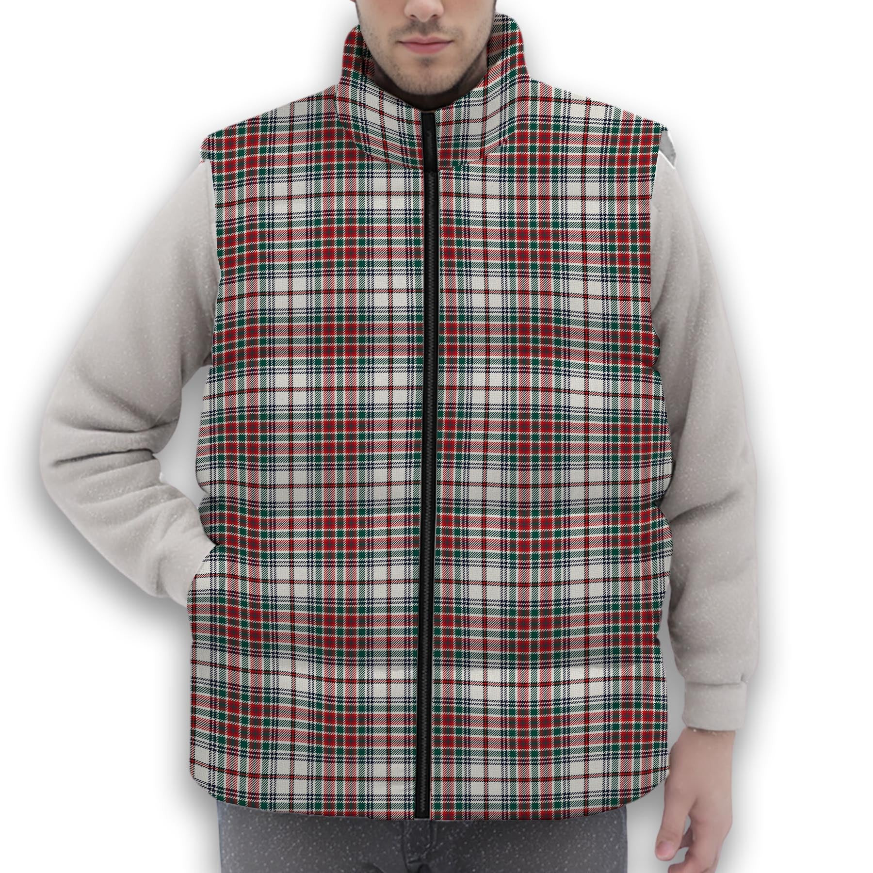 ScotsTee Shop Scottish McBean Dress Modern Premium Tartan Puffer Vest Winter White Duck Down Vest Sleeveless