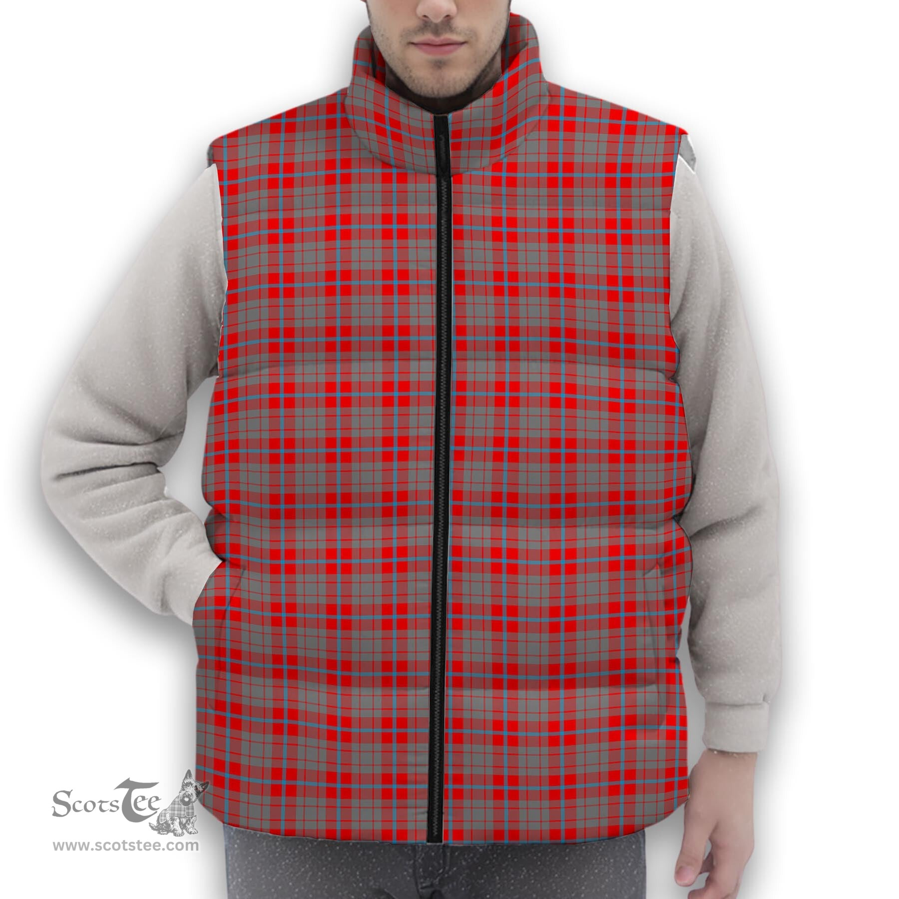 ScotsTee Shop Scottish Moubray Premium Tartan Puffer Vest Winter White Duck Down Vest Sleeveless