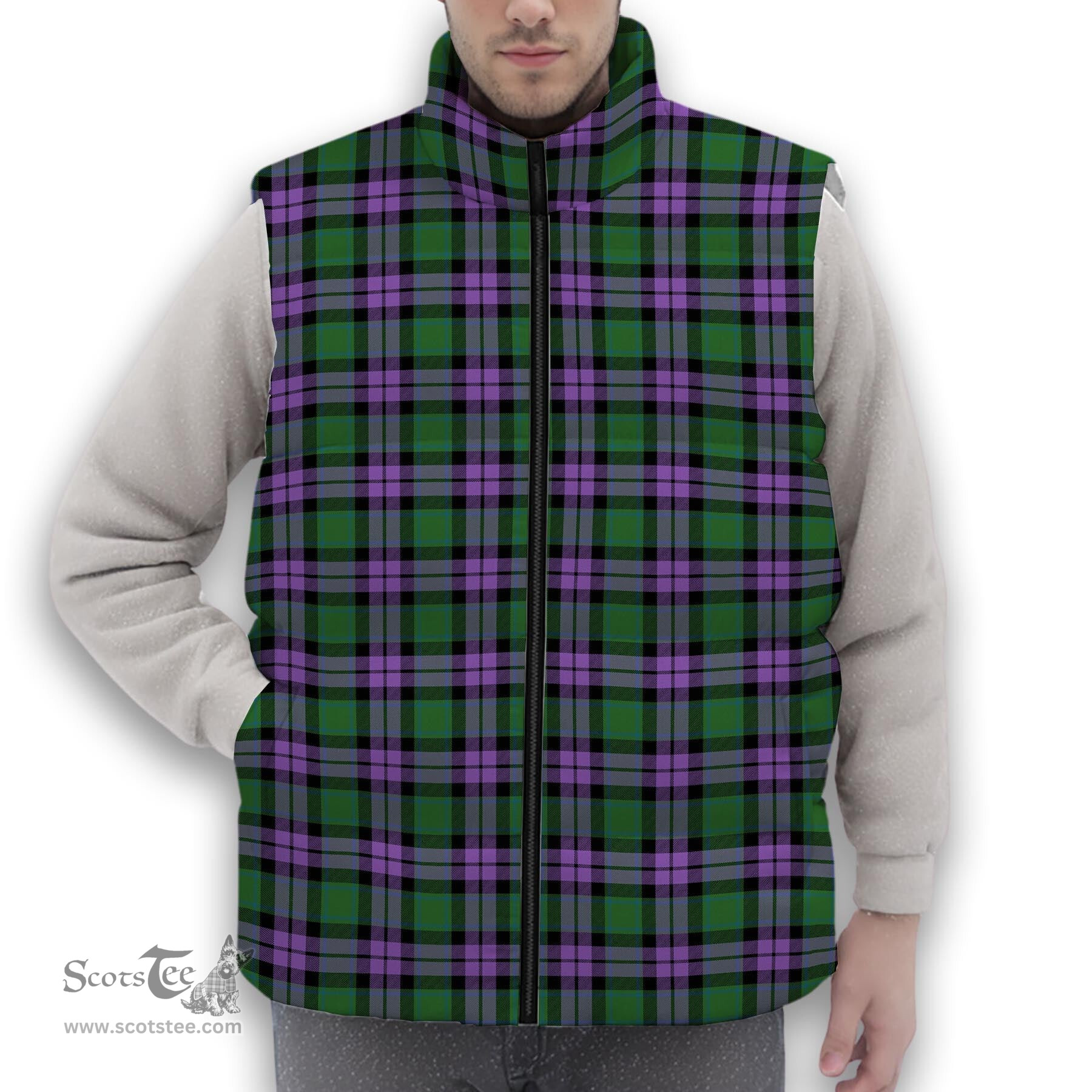 ScotsTee Shop Scottish MacArthur of Milton Ancient Premium Tartan Puffer Vest Winter White Duck Down Vest Sleeveless