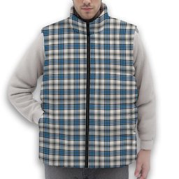 ScotsTee Shop Scottish Hannay Ancient Premium Tartan Puffer Vest Winter White Duck Down Vest Sleeveless