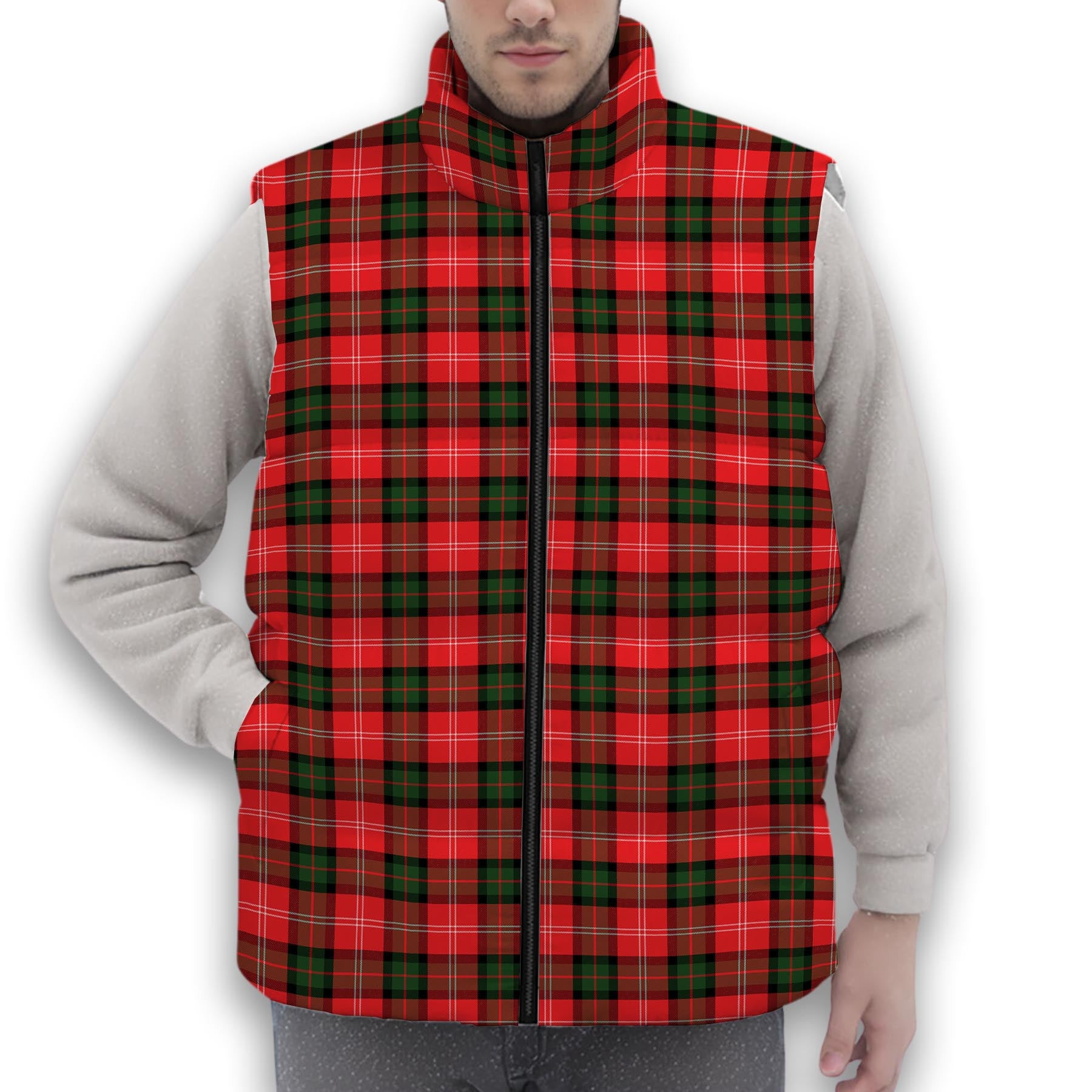 ScotsTee Shop Scottish Nesbitt Modern Premium Tartan Puffer Vest Winter White Duck Down Vest Sleeveless