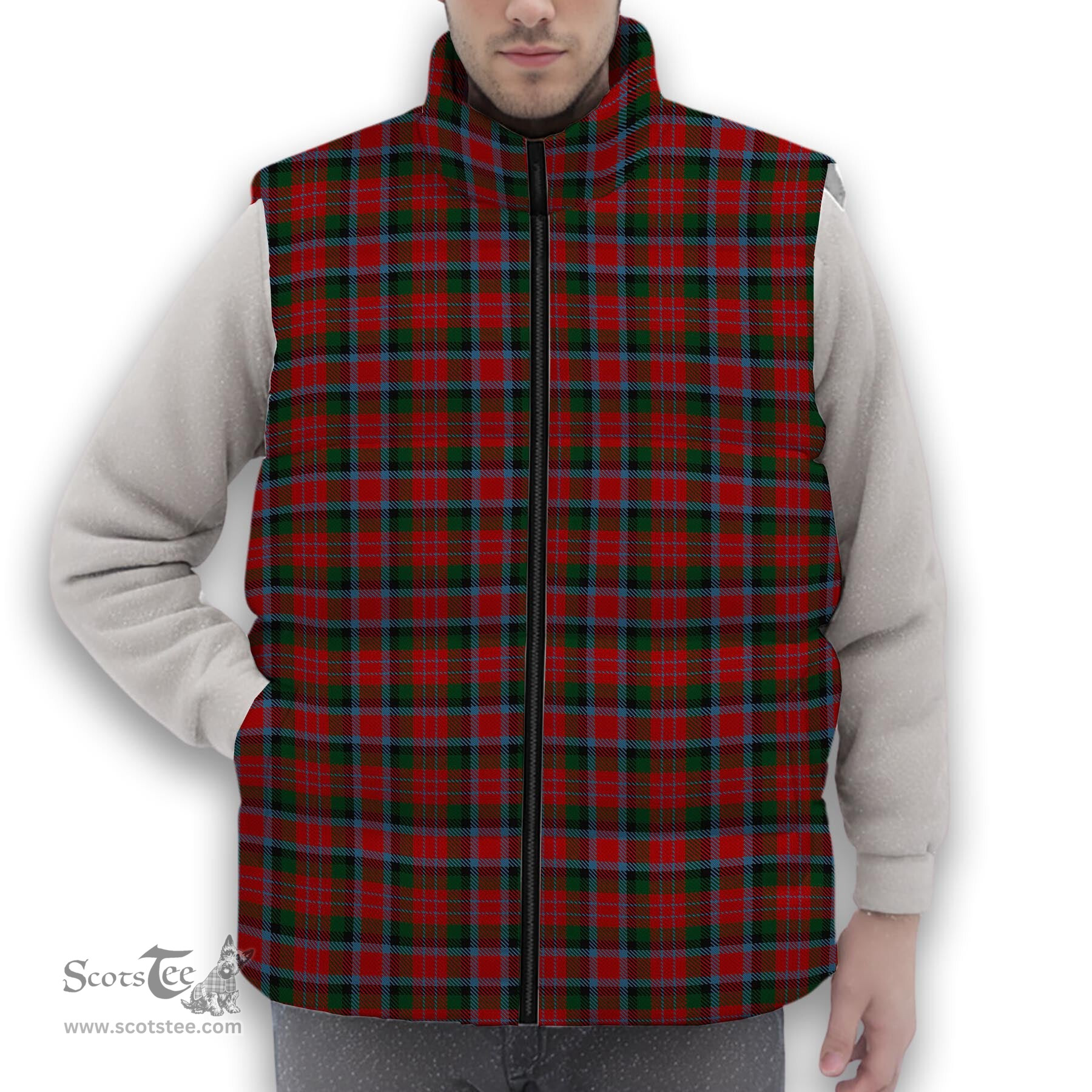 ScotsTee Shop Scottish MacDuff 2 Premium Tartan Puffer Vest Winter White Duck Down Vest Sleeveless