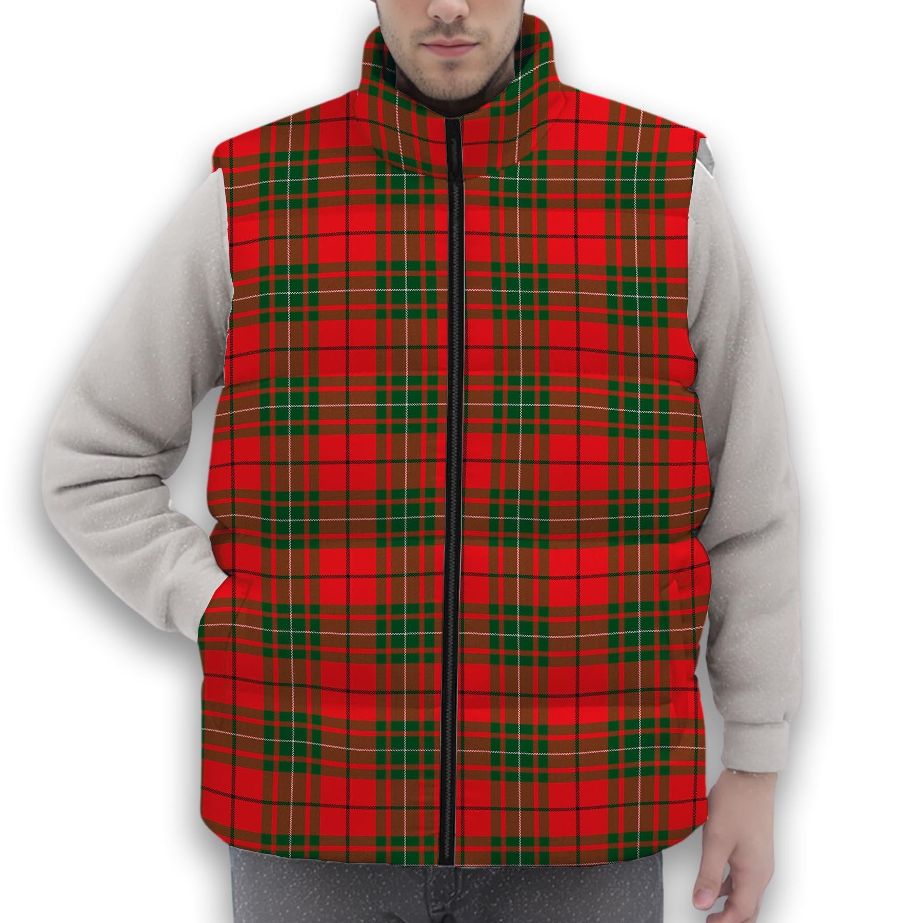 ScotsTee Shop Scottish MacAuley Modern Premium Tartan Puffer Vest Winter White Duck Down Vest Sleeveless