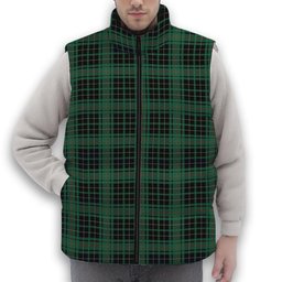 ScotsTee Shop Scottish MacAuley Hunting Ancient Premium Tartan Puffer Vest Winter White Duck Down Vest Sleeveless