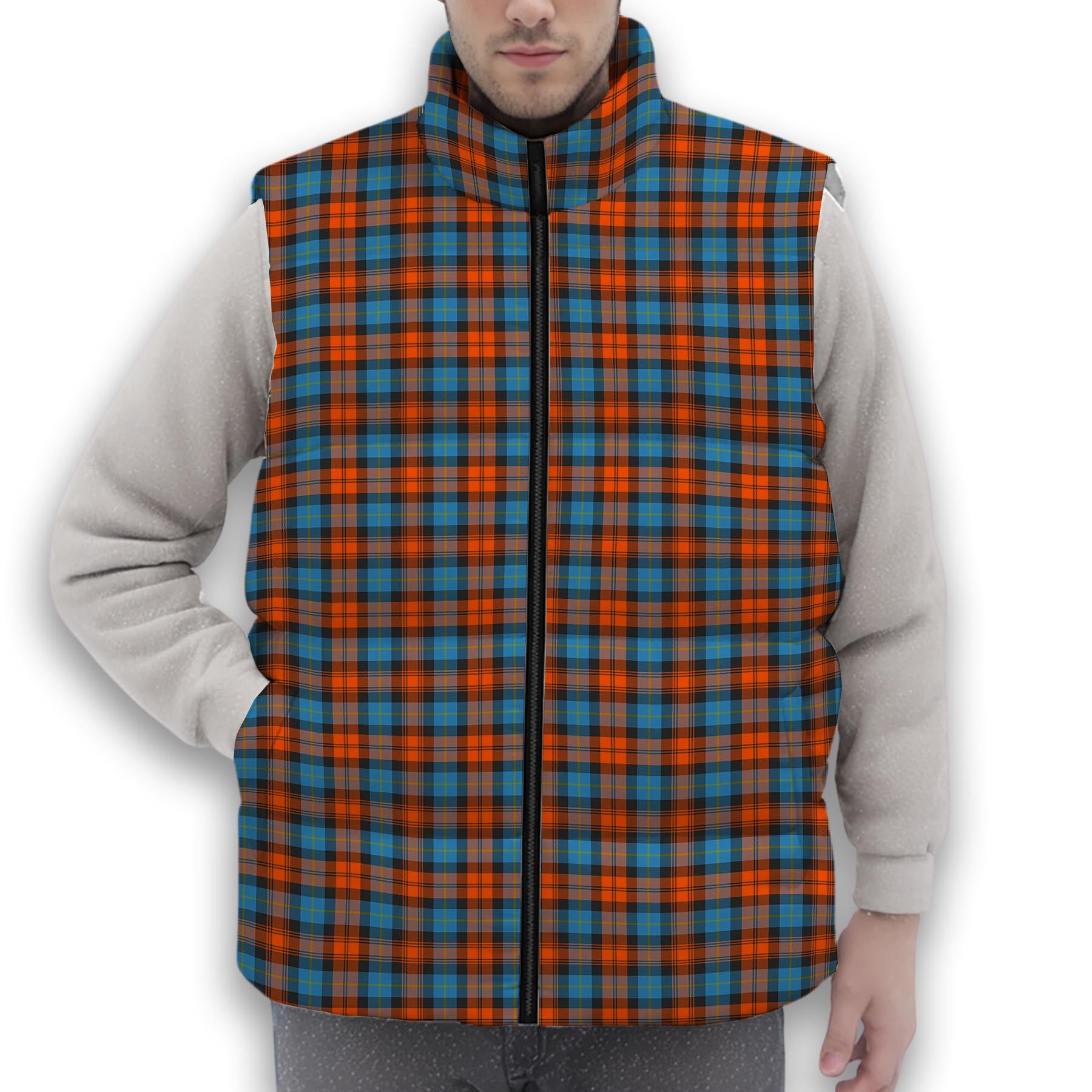 ScotsTee Shop Scottish McLachlan Ancient Premium Tartan Puffer Vest Winter White Duck Down Vest Sleeveless