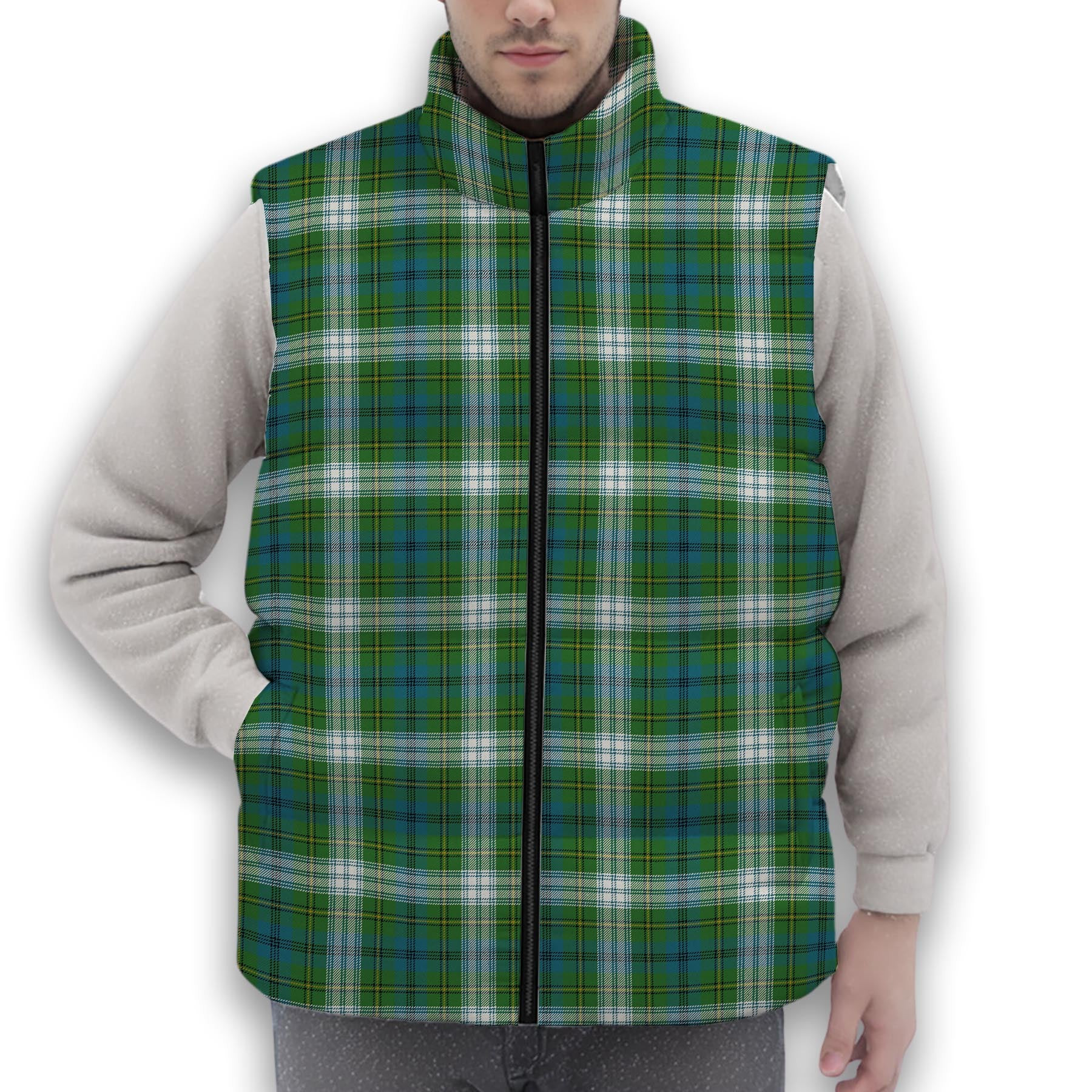 ScotsTee Shop Scottish Johnstone Dress Ancient Premium Tartan Puffer Vest Winter White Duck Down Vest Sleeveless
