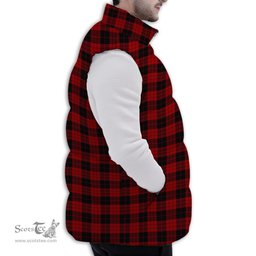 ScotsTee Shop Scottish McLeod Black and Red Premium Tartan Puffer Vest Winter White Duck Down Vest Sleeveless