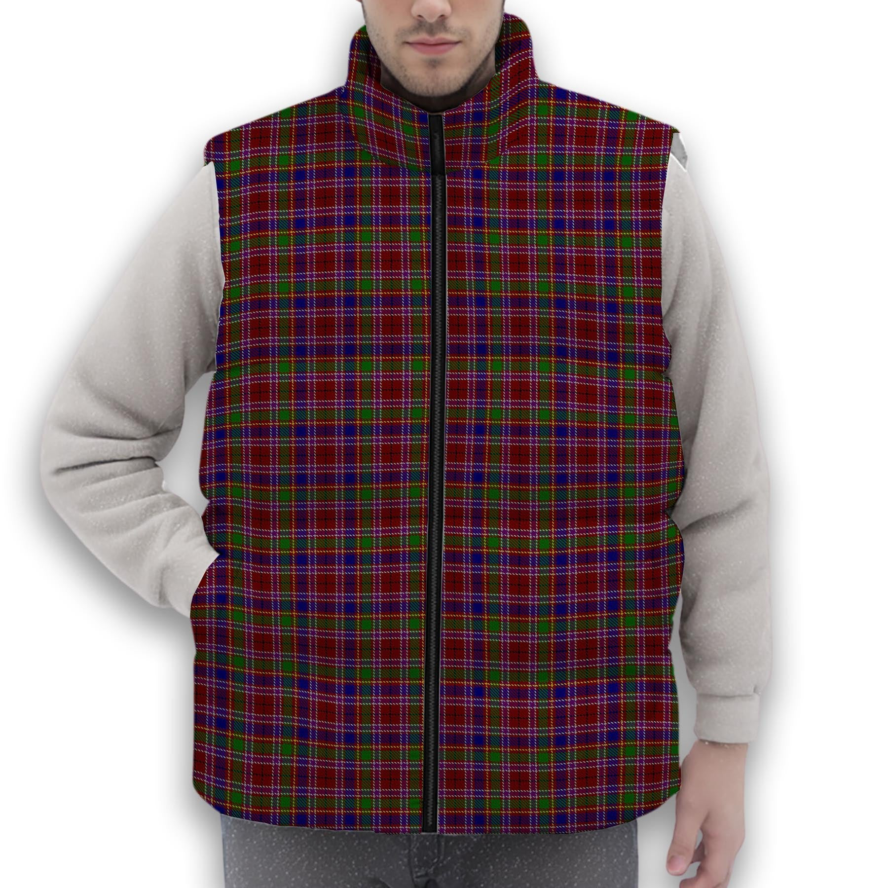 ScotsTee Shop Scottish Haughdale Premium Tartan Puffer Vest Winter White Duck Down Vest Sleeveless