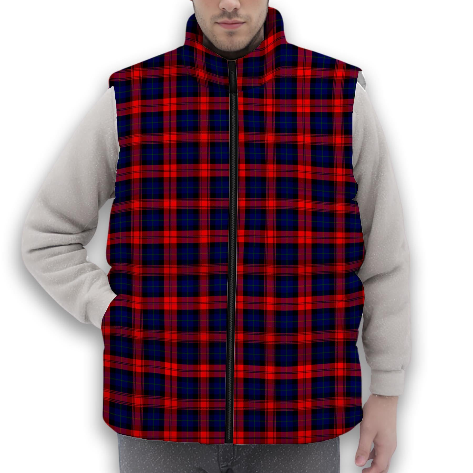 ScotsTee Shop Scottish MacLachlan Modern SC Premium Tartan Puffer Vest Winter White Duck Down Vest Sleeveless