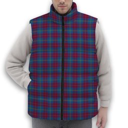 ScotsTee Shop Scottish Yarns to Yearn For Premium Tartan Puffer Vest Winter White Duck Down Vest Sleeveless