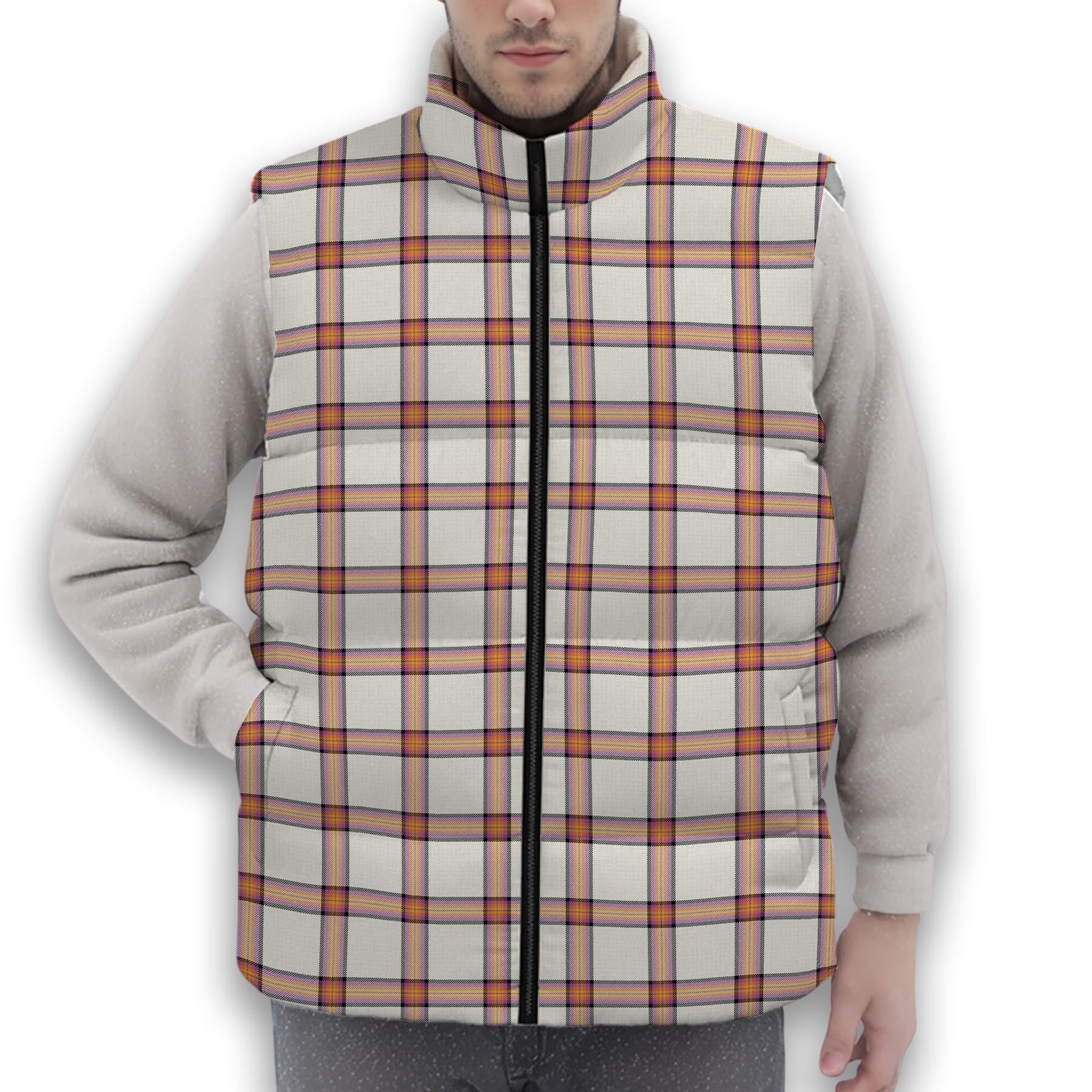 ScotsTee Shop Scottish Young Christina Ancient Premium Tartan Puffer Vest Winter White Duck Down Vest Sleeveless