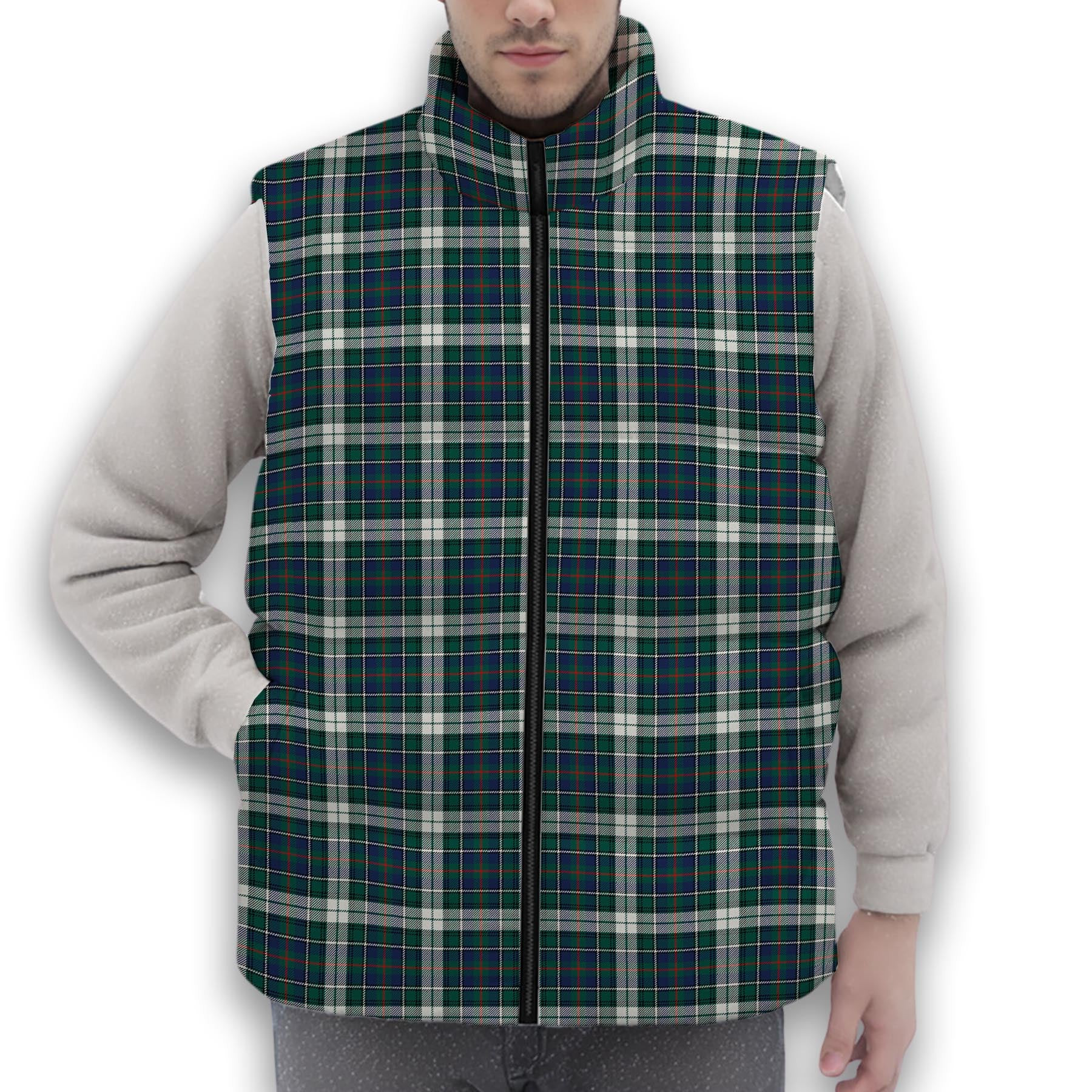 ScotsTee Shop Scottish McInnes Dress Modern Premium Tartan Puffer Vest Winter White Duck Down Vest Sleeveless