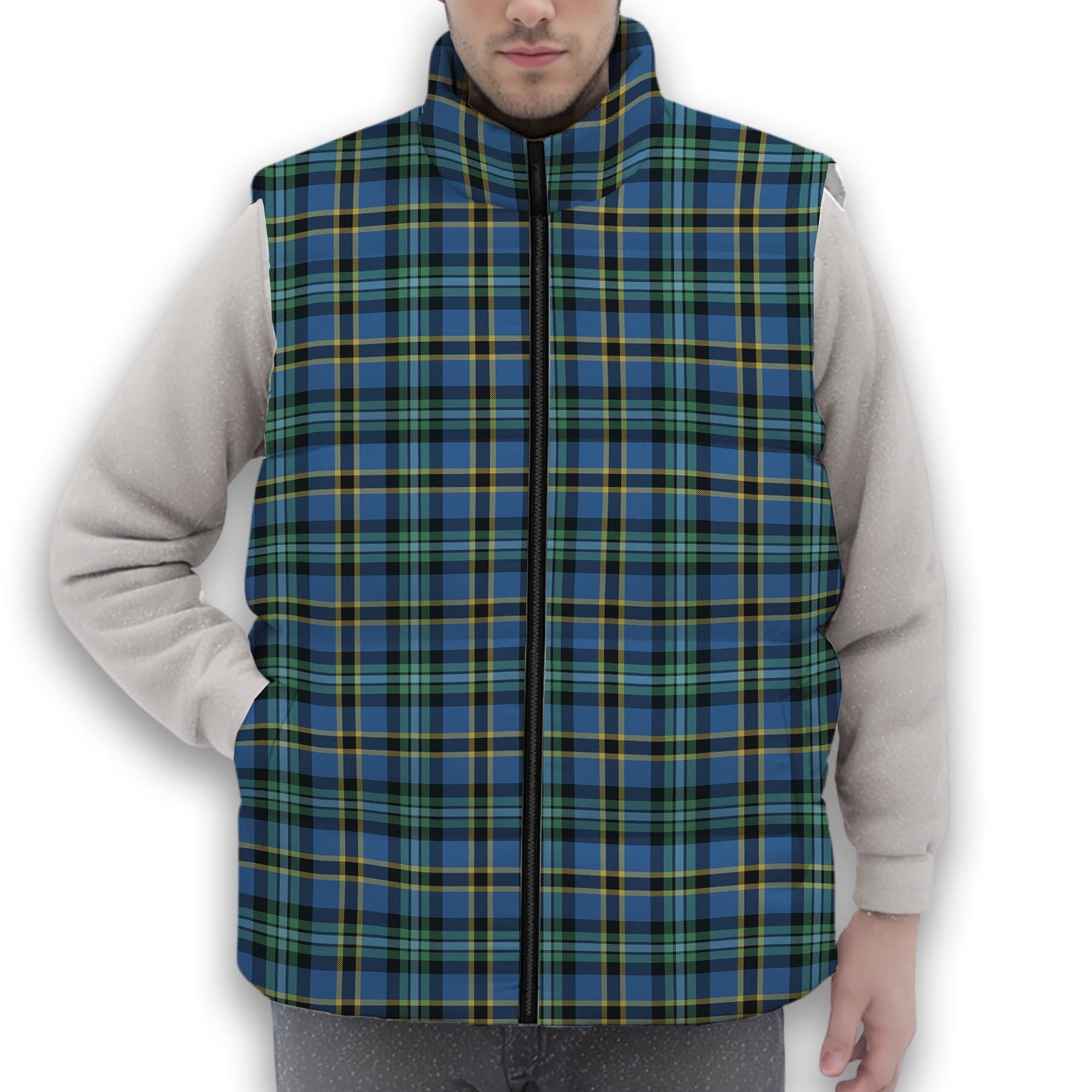 ScotsTee Shop Scottish Hope Ancient Premium Tartan Puffer Vest Winter White Duck Down Vest Sleeveless