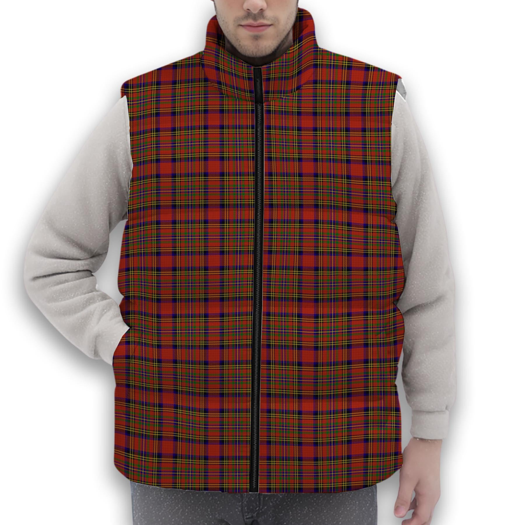 ScotsTee Shop Scottish Hepburn Premium Tartan Puffer Vest Winter White Duck Down Vest Sleeveless