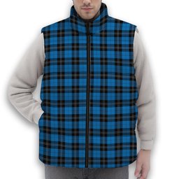 ScotsTee Shop Scottish Ramsay Blue Ancient Premium Tartan Puffer Vest Winter White Duck Down Vest Sleeveless