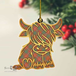 ScotsTee Shop Scottish Bruce Ancient Plaid Gold Tartan Highland Cow Ornament
