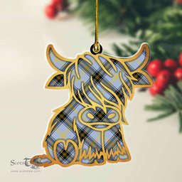 ScotsTee Shop Scottish Bell of the Borders Plaid Gold Tartan Highland Cow Ornament