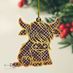 ScotsTee Shop Scottish Borthwick Dress Ancient Plaid Gold Tartan Highland Cow Ornament
