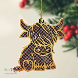 ScotsTee Shop Scottish Borthwick Ancient Plaid Gold Tartan Highland Cow Ornament