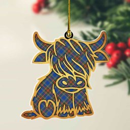 ScotsTee Shop Scottish MacBeth Ancient Plaid Gold Tartan Highland Cow Ornament