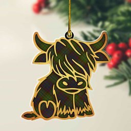 ScotsTee Shop Scottish Cunningham Hunting Modern Plaid Gold Tartan Highland Cow Ornament