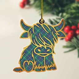 ScotsTee Shop Scottish Inglis Ancient Plaid Gold Tartan Highland Cow Ornament