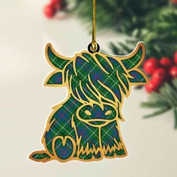 ScotsTee Shop Scottish Duncan Ancient Plaid Gold Tartan Highland Cow Ornament