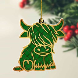 ScotsTee Shop Scottish Don (Tribe-of-Mar) Plaid Gold Tartan Highland Cow Ornament