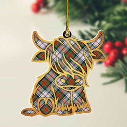 ScotsTee Shop Scottish MacDuff Dress Ancient Plaid Gold Tartan Highland Cow Ornament