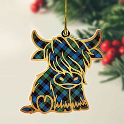 ScotsTee Shop Scottish Guthrie Ancient Plaid Gold Tartan Highland Cow Ornament