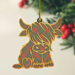 ScotsTee Shop Scottish MacKintosh Ancient Plaid Gold Tartan Highland Cow Ornament