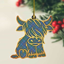 ScotsTee Shop Scottish MacHardy Ancient Plaid Gold Tartan Highland Cow Ornament